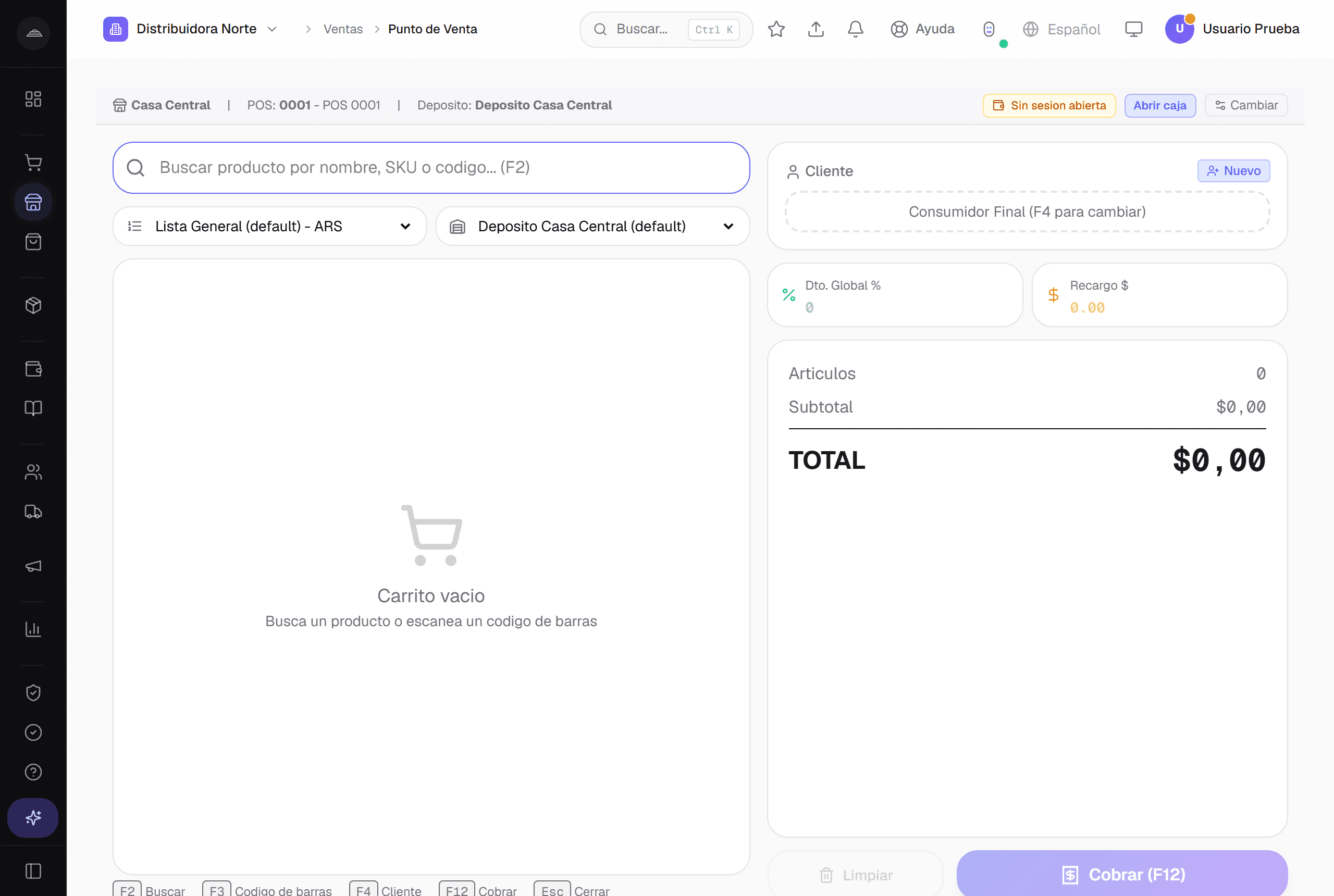 Modal de pago del POS de Abakool con cobro repartido entre efectivo y tarjeta