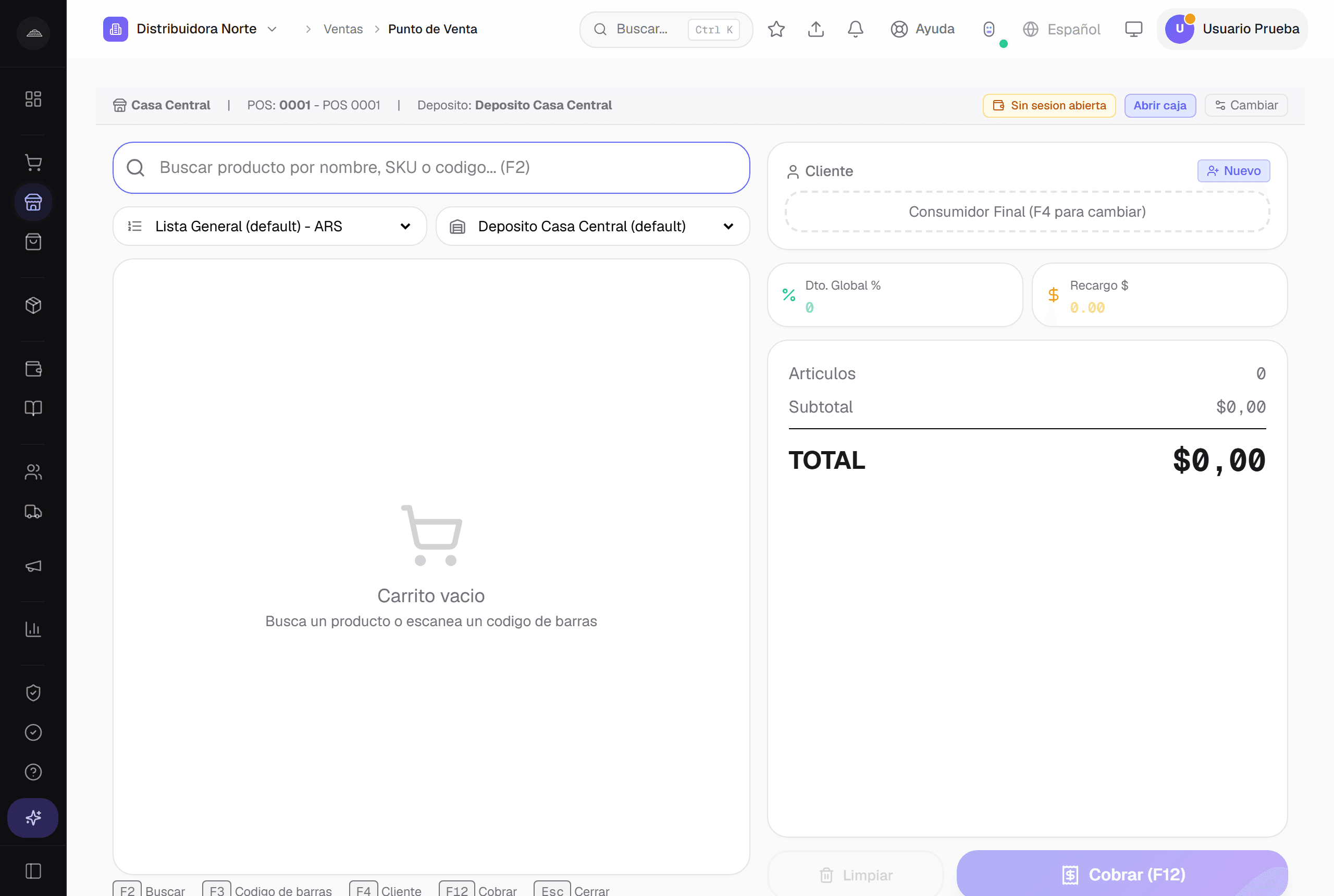Punto de venta de Abakool para gastronomía, con búsqueda de productos de la carta y cobro rápido