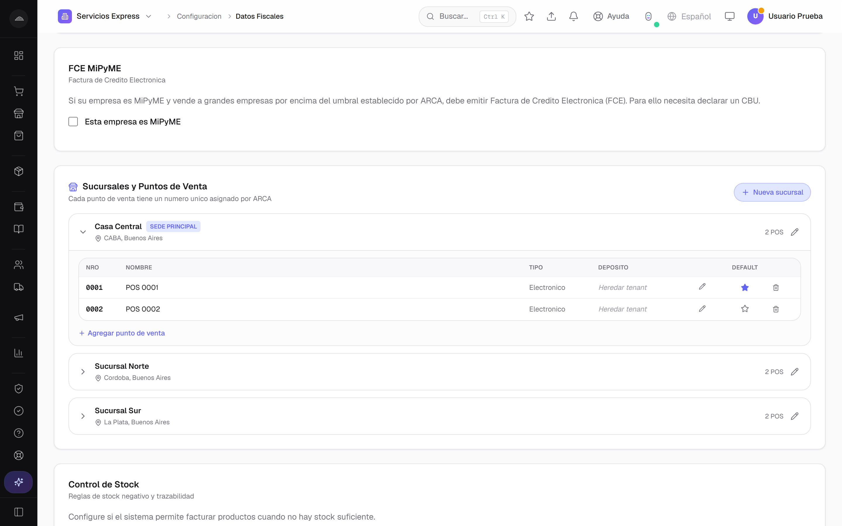 Configuración de un punto de venta web service en Abakool con su número y certificado de ARCA